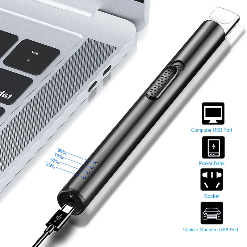 Электронная зажигалка для свечей ветрозащитная импульсная дуга USB-заряжаемая