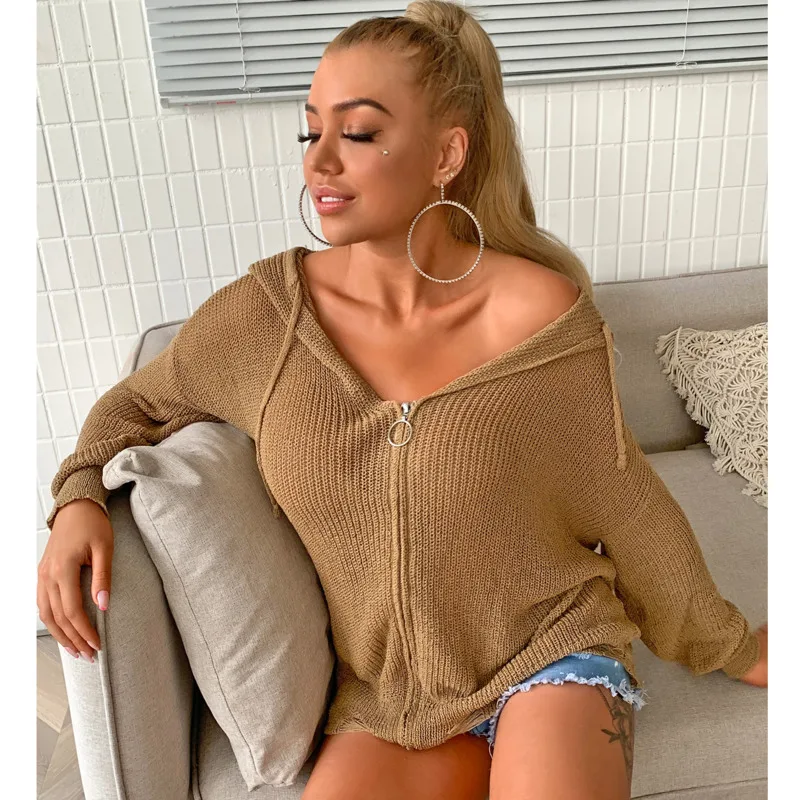 

2021 New Winter Coat Crop Top Hoodie Knitted Sweater Hollow Out Top Women Pollover Solid Loose Long Sleeve Casual Autumn Tops