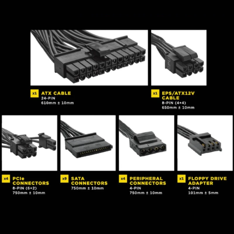 Новый блок питания для Corsair Brand ATX полный модуль 80plus ЗОЛОТОЙ бесшумный 650 Вт