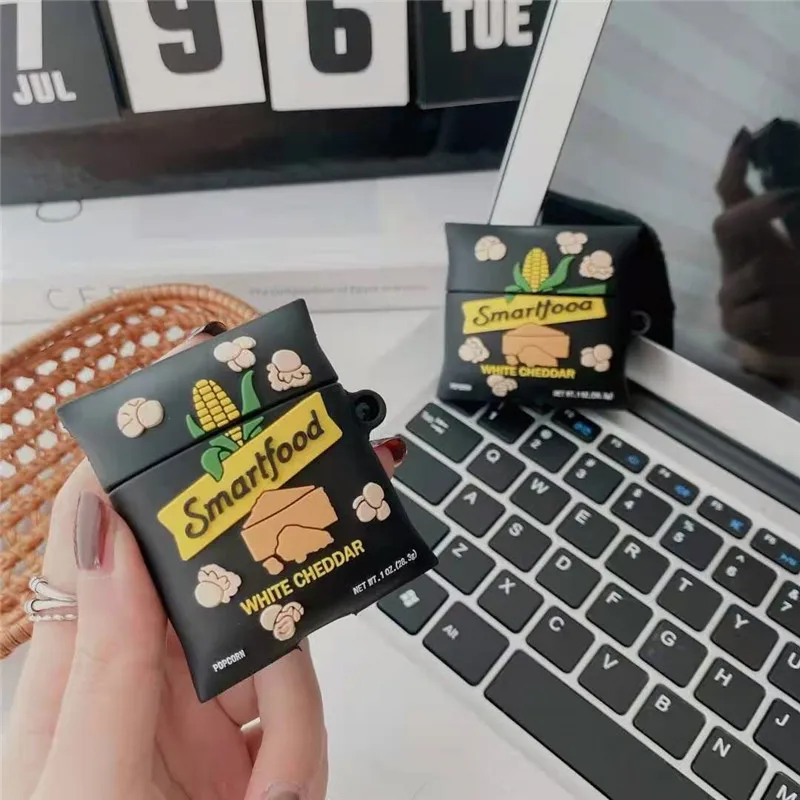 

Чехол 3D SmartFood для AirPods 1 2 Box, белый мягкий силиконовый чехол cheddar для беспроводных Bluetooth-наушников Air Pods Pro