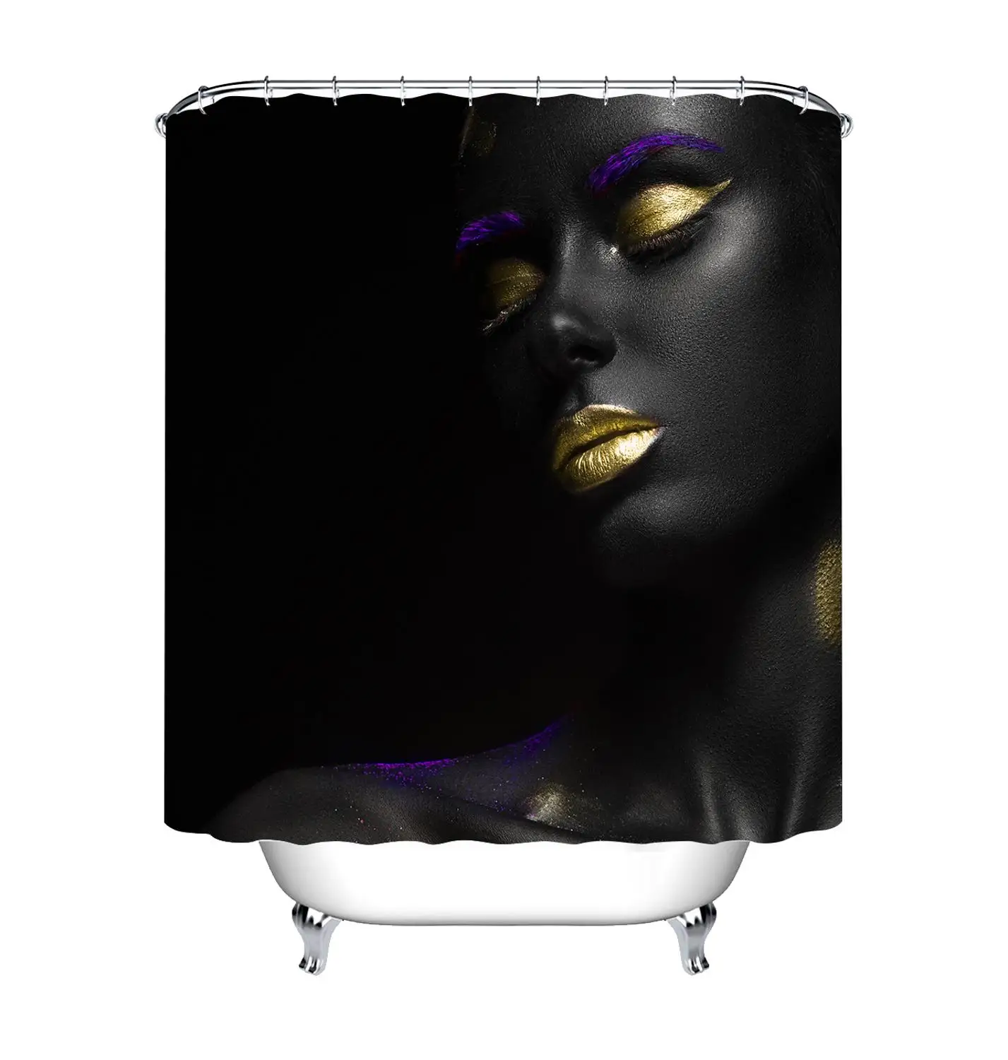 Afro Black Girl Bathroom Shower Curtain Fabric Waterproof American African Sexy Woman Art Bath Curtains Polyester Durable | Дом и сад