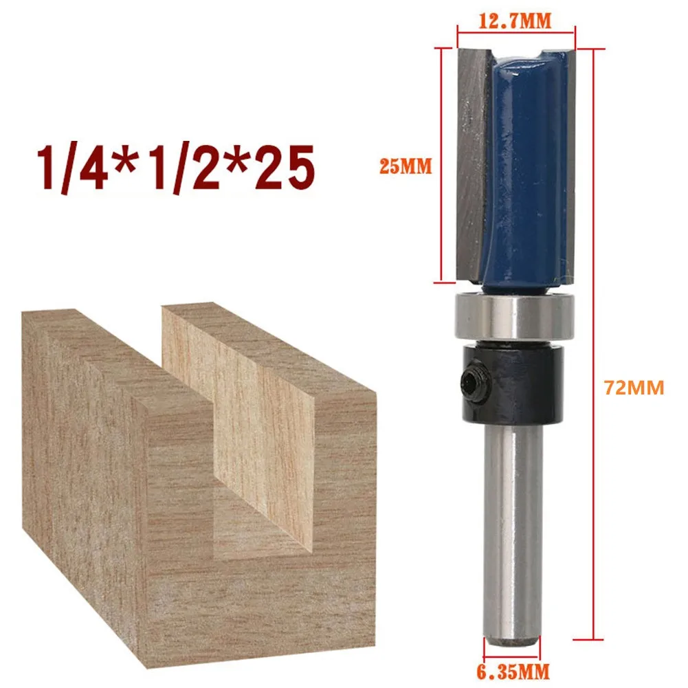 

1/4"(6.35mm) Shank Top Bearing Flush Trim Pattern Router Bit Milling Tool Good Wear Resistance Durable And Practical To Use