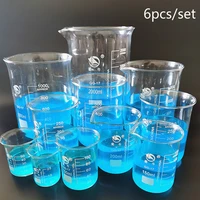 1set low form beaker chemistry laboratory borosilicate glass transparent beaker flask thickened with spout