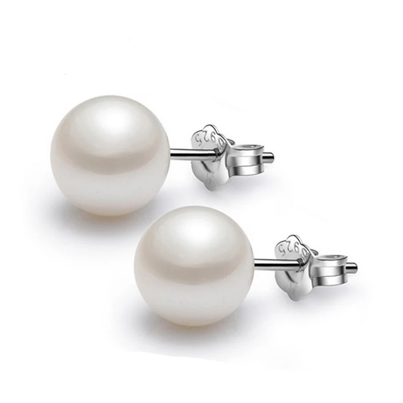 pearl earrings Lateefah, женские серьги-гвоздики 6 мм, 8 мм, натуральный круглый пресноводный пляж, летние жемчужные серьги-гвоздики, серебряные серьги, роскошные ювелирные изделия - Окраска металла: pearl earrings