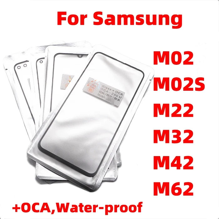 

5PCS Front Outer Screen Glass OCA Glue for Samsung Galaxy M02 M02S M22 M32 M42 M62 Touch Panel Lens Cover