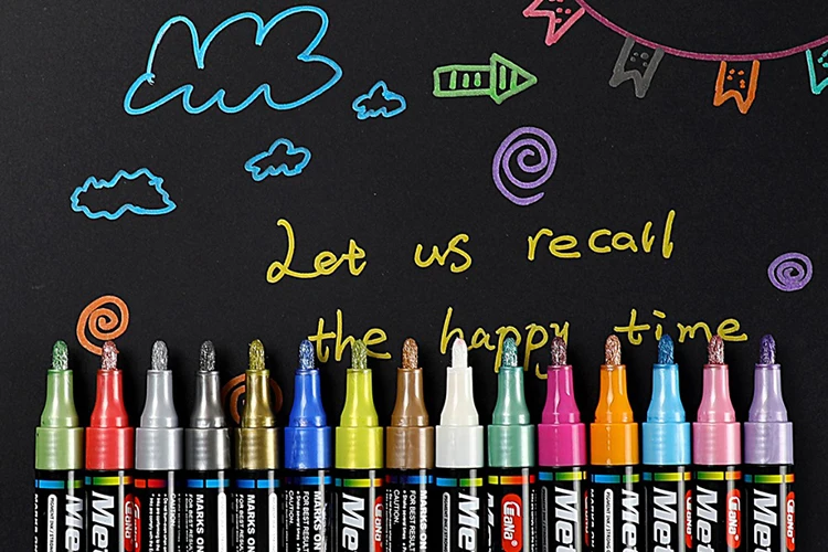 1Pcs Water-based Paint Metal Marker Pens Sharpie 3.0mm Gold Silver Ceramic Rock Glass Porcelain Mug Wood Fabric Canvas Painting