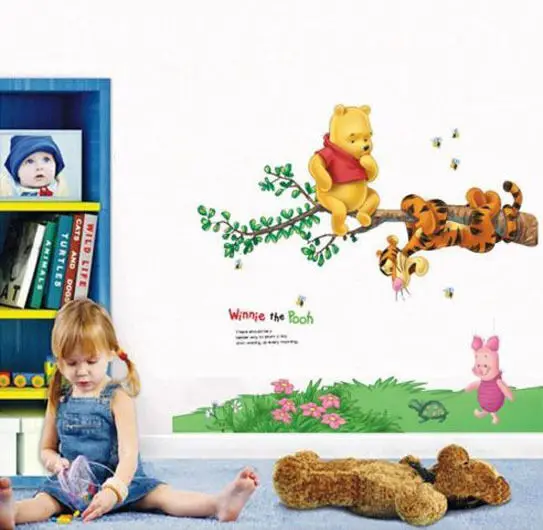 Симпатичный типа сделай себе сам медведя Винни Пух Тигра стены Стикеры ПВХ Декор