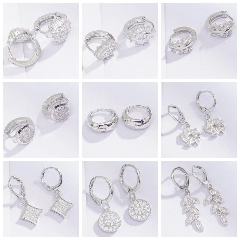 Женские Геометрические серьги кольца 9 разных стилей белого и золотого цвета с