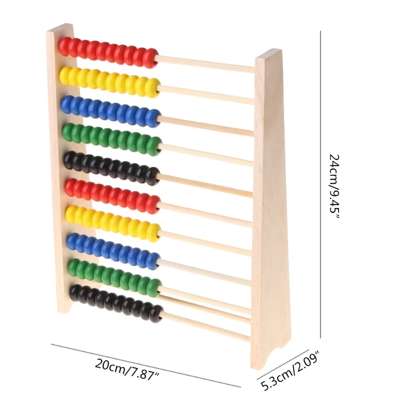 

39XF Wooden Abacus 10-row Colorful Beads Counting Kid Maths Learning educational toy