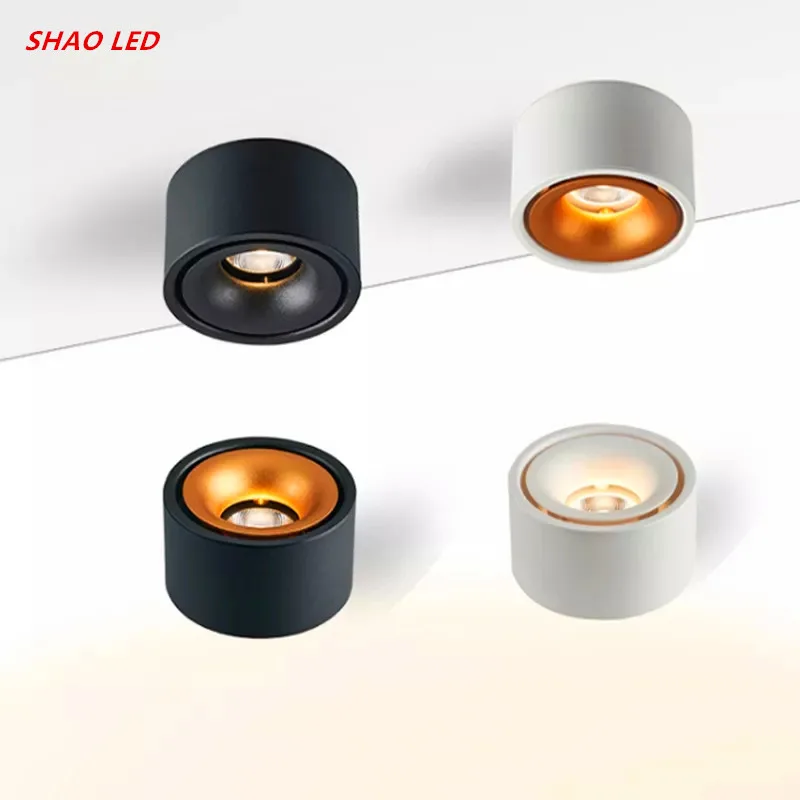 $10.00 Round dimmable LED surface mounted spotlight COB free hole ceiling spotlight 7W/9W/12W Room Surface Mounted Recessed Ligh