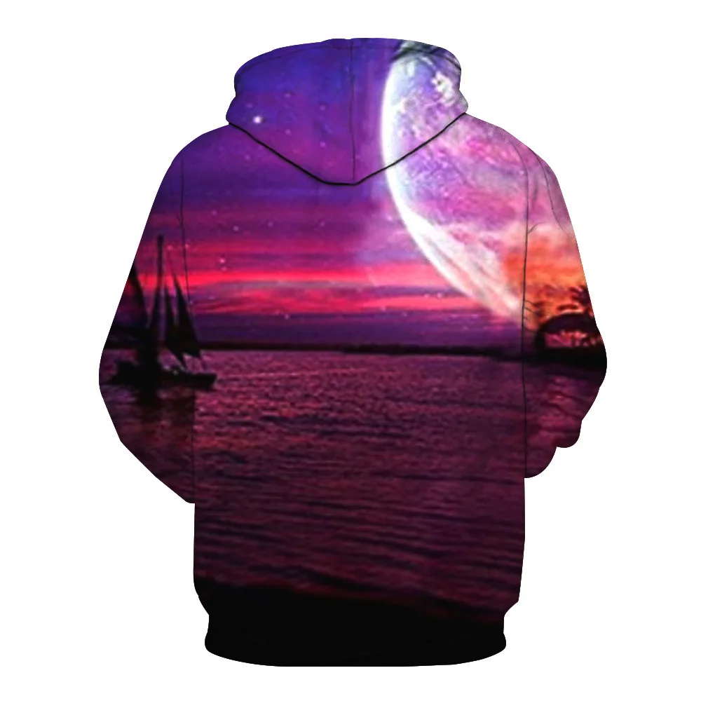 

CNUUIKOOEK Sweatshirts Men's 3D Oceans Sunset Printed Hooded Pocket Pullover Hoody Fashion Men's Hoodies