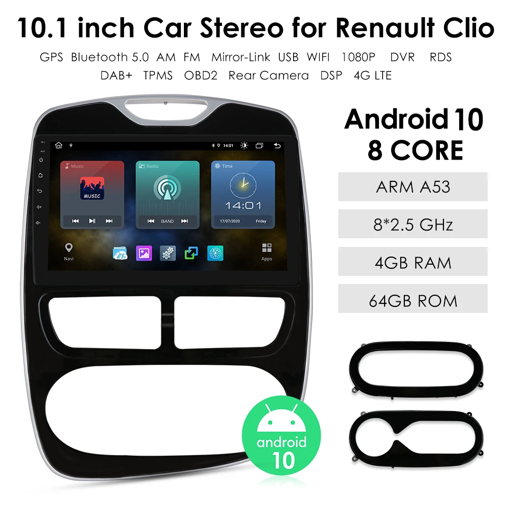 android 10 2din car radio gps for renault clio 3 4 2012 2016 autoradio multimedia 10 1 inch stereo video audio player navigation free global shipping