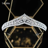 vintage full cubic zirconia cz wedding crown bridal tiaras zircon pageant headpieces hair jewelry for women fit with party dress