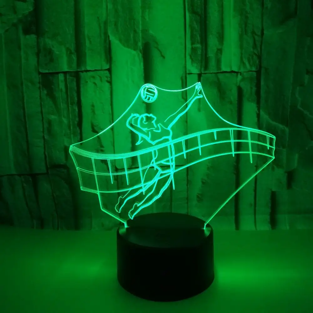 Спорт на открытом воздухе волейбол 3D RGB светодиодный Ночной светильник 7 цветов