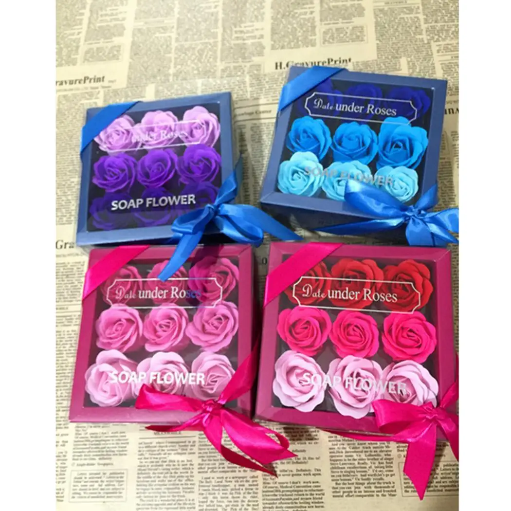 Подарок на день Святого Валентина 9 шт. ароматизированное мыло с сердечками цветы