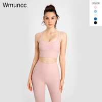 wmuncc 2022 new sports bra strap fitness yoga top nylon spandex underwear womens running shockproof elasticity push up