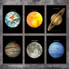 Настенная картина на холсте с планетами, космосом, землей, луной, венериной, солнцем, Сатурном, скандинавские плакаты, настенные картины для гостиной, домашний декор