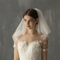elegant shoulder bridal veil soft tulle 2 layer white wedding veil with comb for bride travel studio photo perform props v626