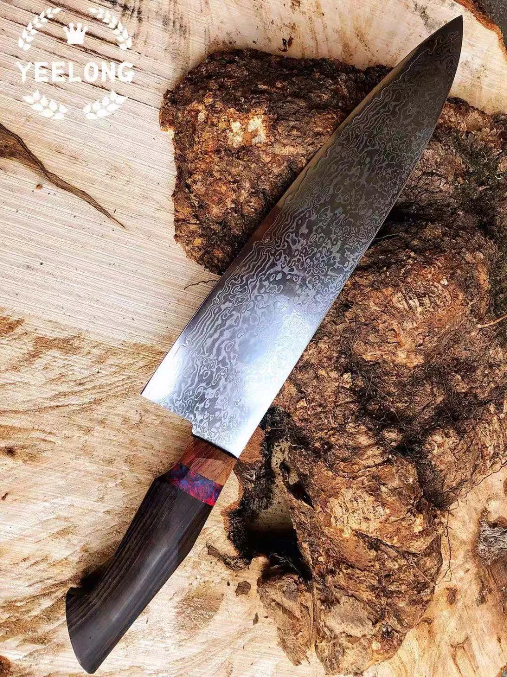 Дамасский нож шеф-повара, японский кухонный нож Gyuto, инструмент для приготовления мяса vg10, ядро из нержавеющей стали со стабилизированной деревянной ручкой