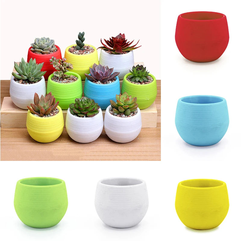 

Mini Pot Round Flower Pots Eco-Friendly Plastic Plant Garden Home Office Planter Craft Pots Succulent Pot Living Room Decoration