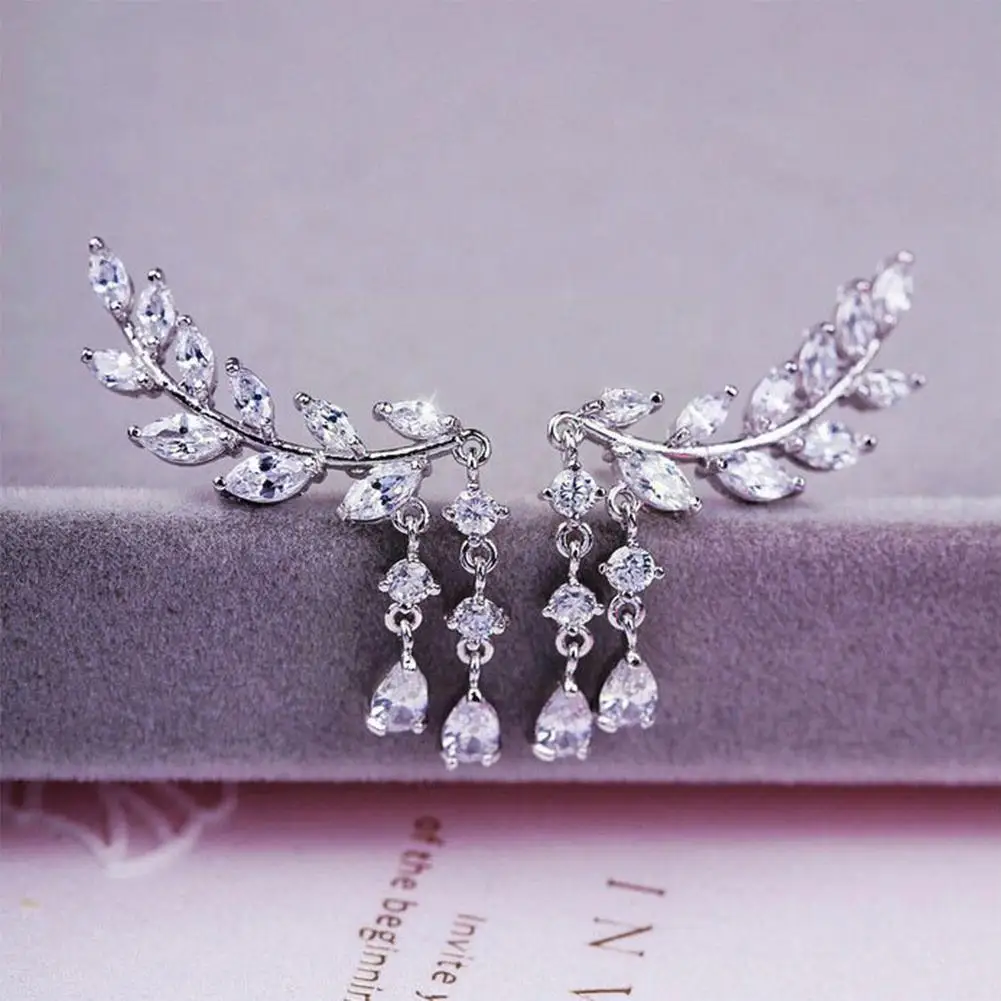 

Silver Leaf Tassel Earrings Alloy Earrings Plating Green Leaf Charm Drop Earrings For Women Girl Elegant Casual Jewelry N9x6