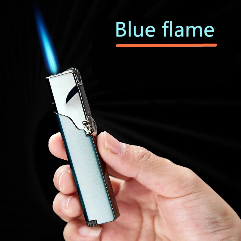 Надувная ветрозащитная зажигалка с синим пламенем оригинальные Креативные