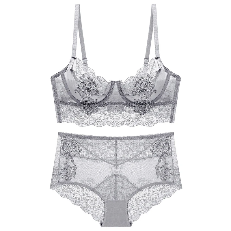

Goddess Secret Lingerie Fashion Sexy Bra Lace Transparent Brassiere Black Deep V Temptation Women Underwear Bra Set