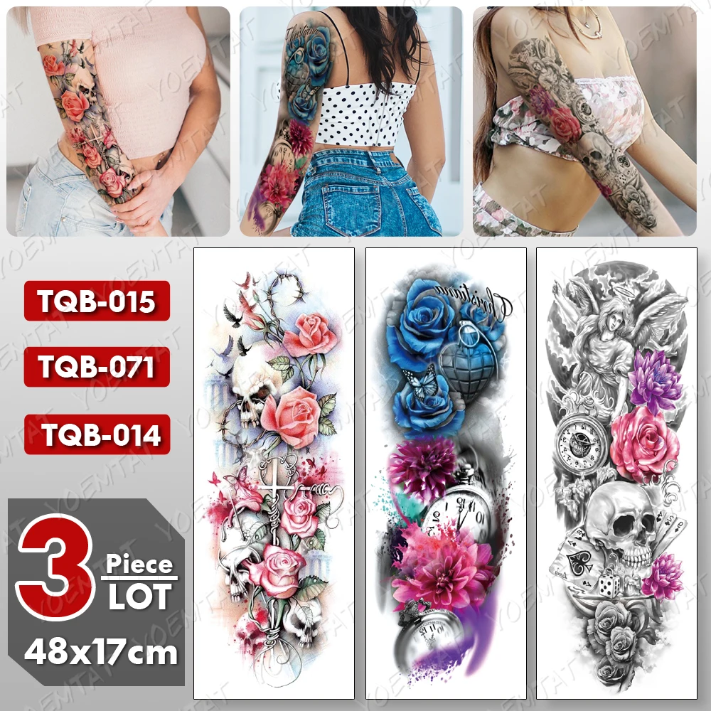 3 шт./лот большой рукав тату ангел водонепроницаемый Временные татуировки