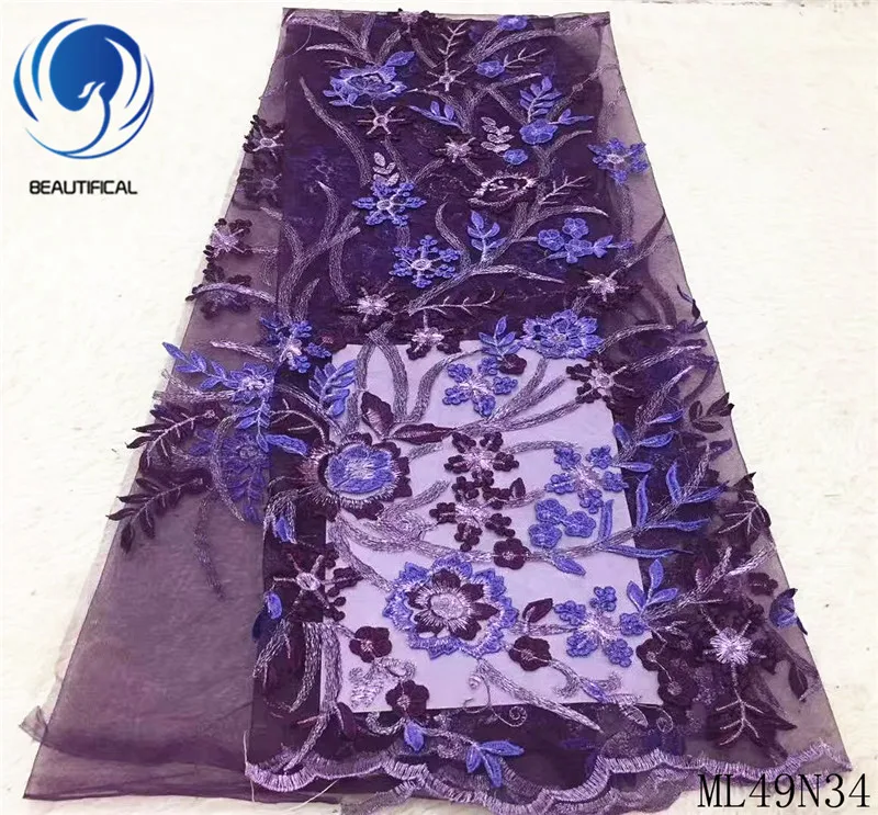 

Красивая африканская вышивка тюль сетка кружевное платье Материал африканская Свадебная французская Кружевная Ткань 5 ярдов ML49N34