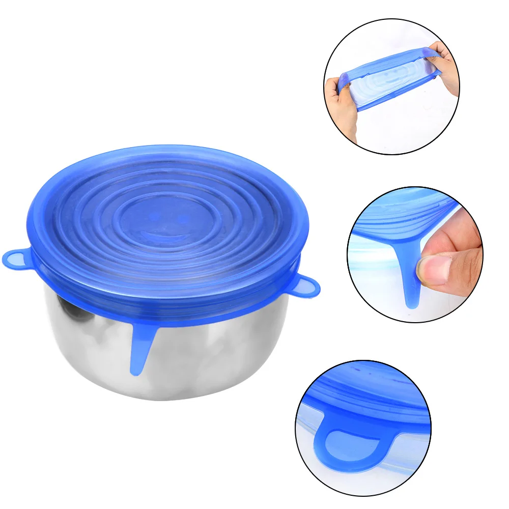 6/12 шт. Многоразовые Силиконовая крышка для еды крышки растягивающиеся из