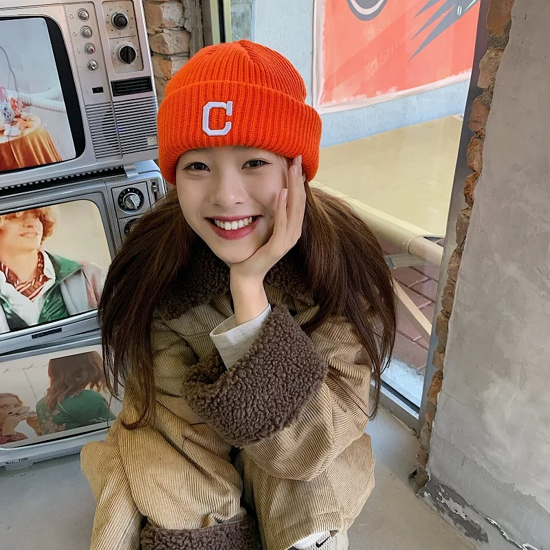 

Cashmere Men Women Warm Knitted Hats Elastic Earmuffs Head Caps Solid Color Letters Casual Autumn Winter Woolen Caps Multi-color