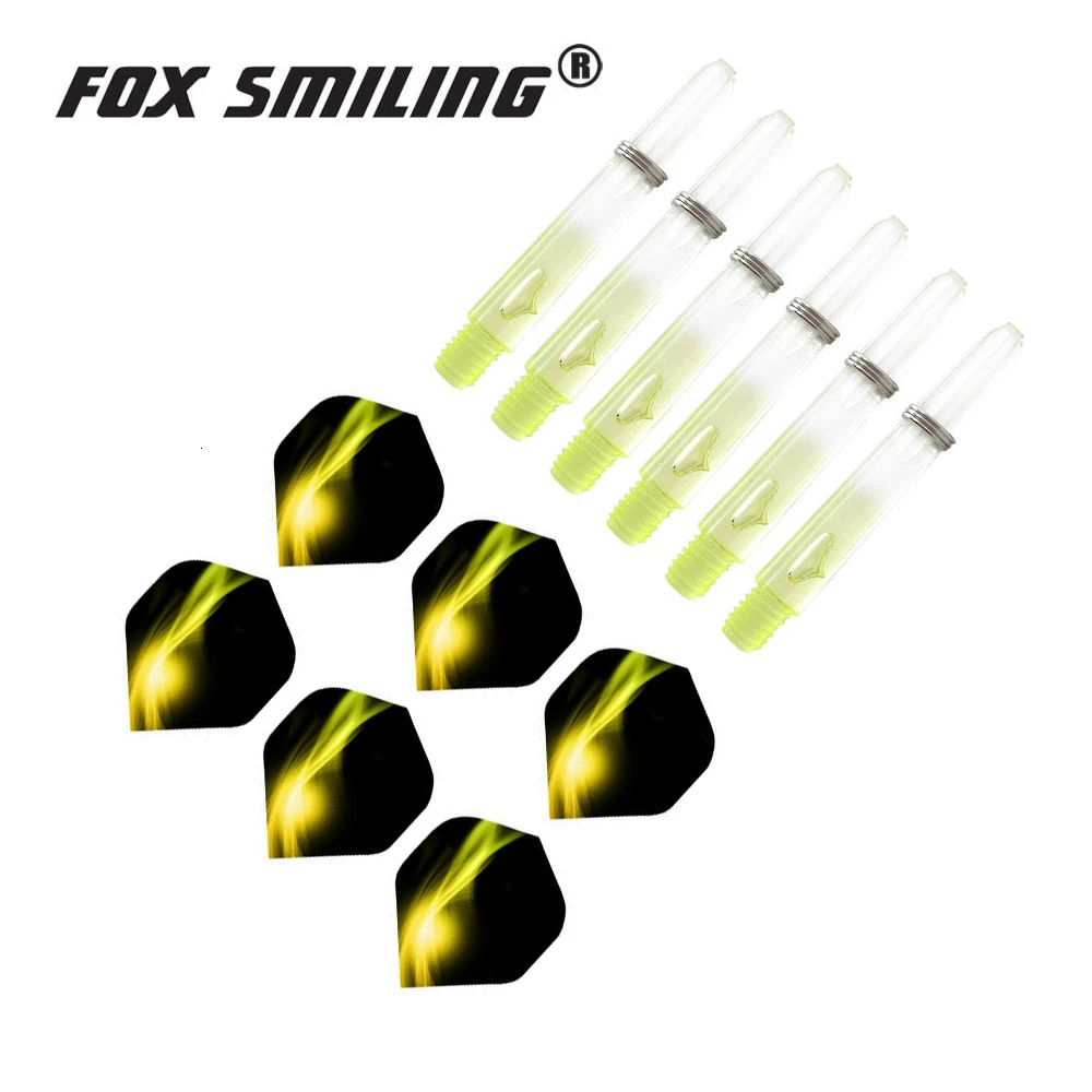 yellow Fox Smiling 2BA 35 мм нейлон Дротика валы с Дротика s полеты дардо перо Листья набор красочные аксессуары для игры в дартс Дротика настольные игры - Цвет: yellow