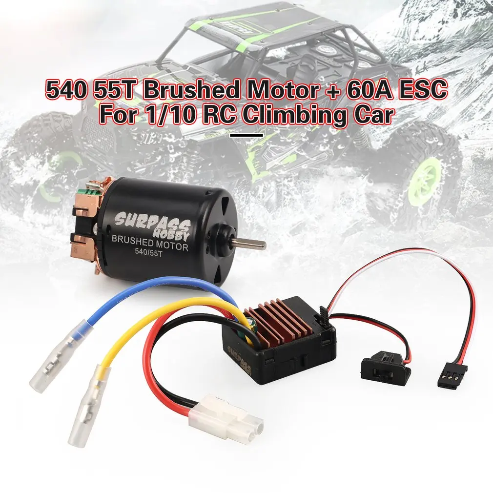 

Rc 540 21T 27T 35T 45T 55T 80T Brush Motor With WP-1060-RTR 60A Waterproof ESC for RC Car Rock Crawler