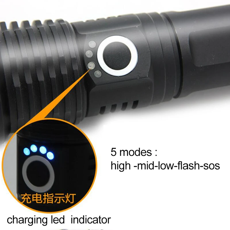 Супер мощный светодиодный тактический XHP50 вспышка светильник 18650 usb