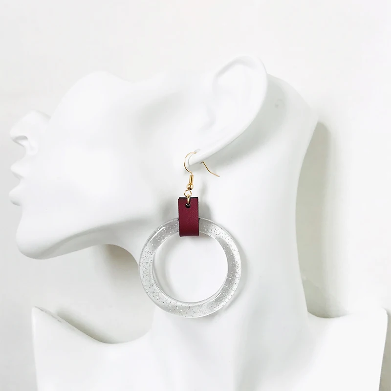 Женские акриловые серьги Cpop блестящие с кожаным ремешком|Серьги-подвески| |