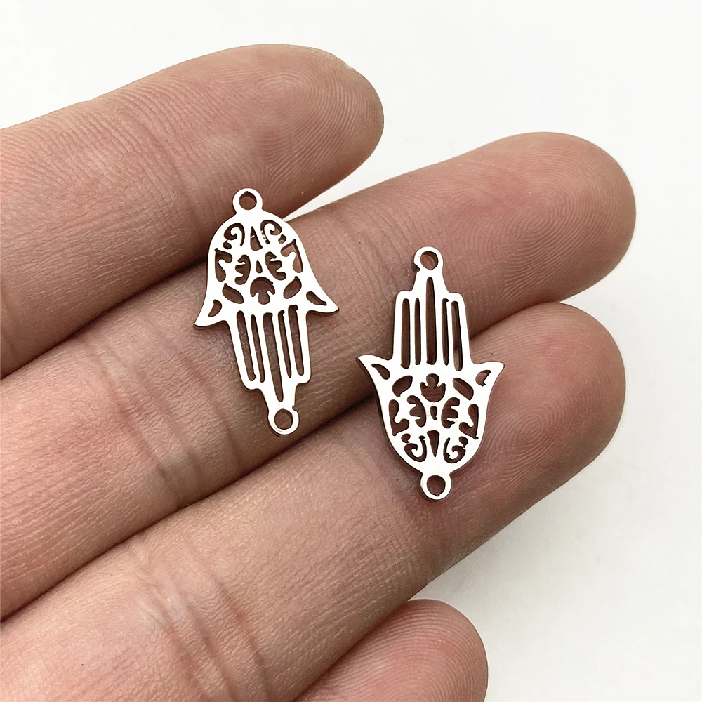Рука Фатимы Шарм 10 шт полые кулон браслет из нержавеющей стали для подключения