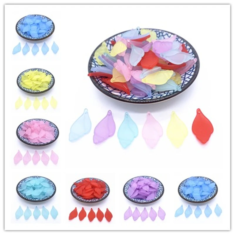 

New 23x16mm 20pcs Feather Matte Acrylic Beads Beads Style for DIY Handmade Bracelet Jewelry Making Accessorie