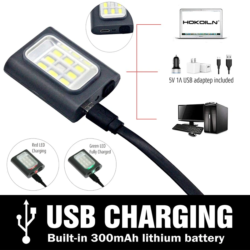 ZK20 зажим на светильник светодиодный Hedalamp USB Перезаряжаемый COB Магнитная Заколка