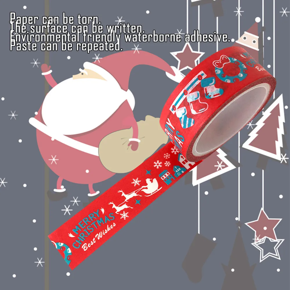 1PC Decorative Snow Deer Christmas Tree Washi Tape Set Rice Paper DIY Scrapbooking Adhesive Masking Stationery 2020 64P | Дом и сад