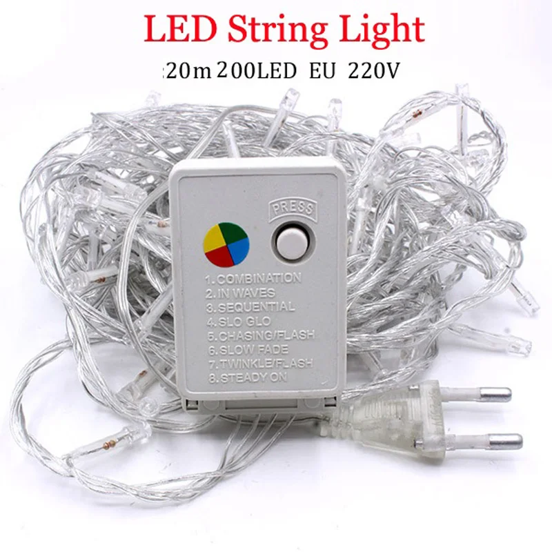 Светодиодная гирлянда с европейской вилкой уличная Рождественская 20 м 10 5 2 220 В |