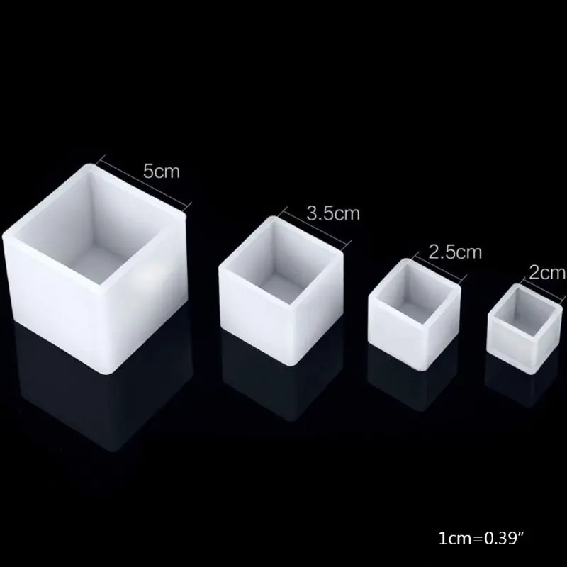 

13MC 4Pcs/Set Crystal Epoxy Resin Mold Square Jewelry Casting Silicone Mould DIY Tool