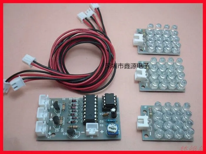 CD4017 + ne555 мигасветильник свет красный белый и синий светодиодные детали