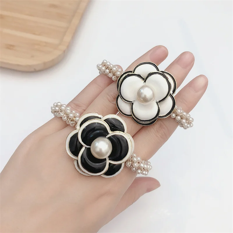 New Camellia Girl Hair Rope Simple Imitation Pearl Rubber Band Hair Ties Flowers Headdress for Women Fashion Hair Accessories