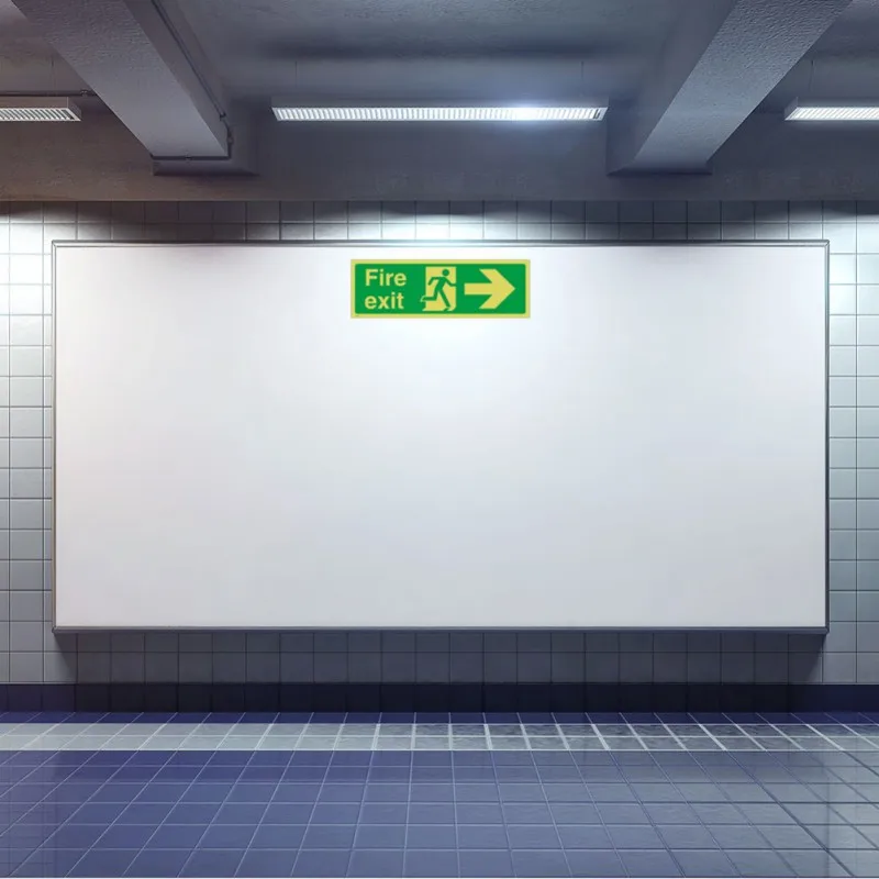 Fire Exit Sign Stickers Decal Adhesive Glow In The Dark With Direction Arrows 36 X 14cm | Дом и сад