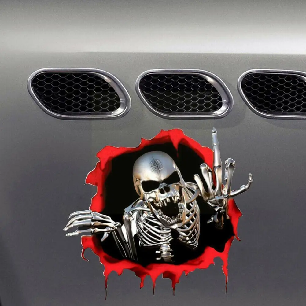 

3D Skeleton Skull In The Bullet Hole Reflective Car Peeked 15*14cm Automobile Skeleton Auto Decals Stickers Terror Z3E7