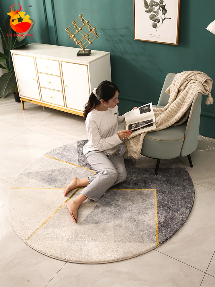 

Modern Simple Round Carpet Bedroom Luxury Nordic High-end Round Floor Mats Living Room Household Round Carpet Home Decoration
