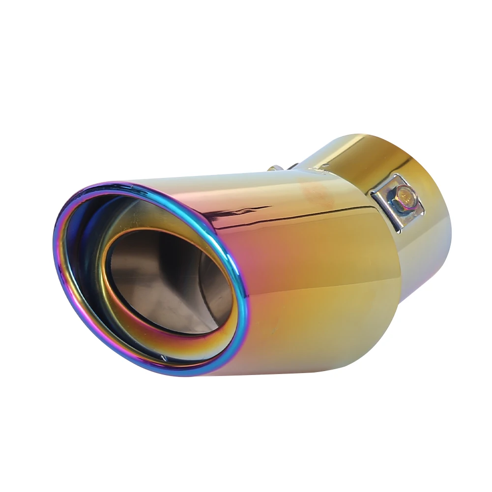 

Universal Car Exhaust Pipe Muffler Burnt Blue Stainless Steel Sports Exhaust Tube 2.36" Outlet End Pipe Car Accessories