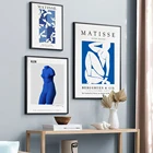 Картина на холсте с изображением ярких абстрактных синих нюдовых скульптур от ива клейма, постеры и принты для выставок в стиле бохо, музей Матисса, картины для домашнего декора