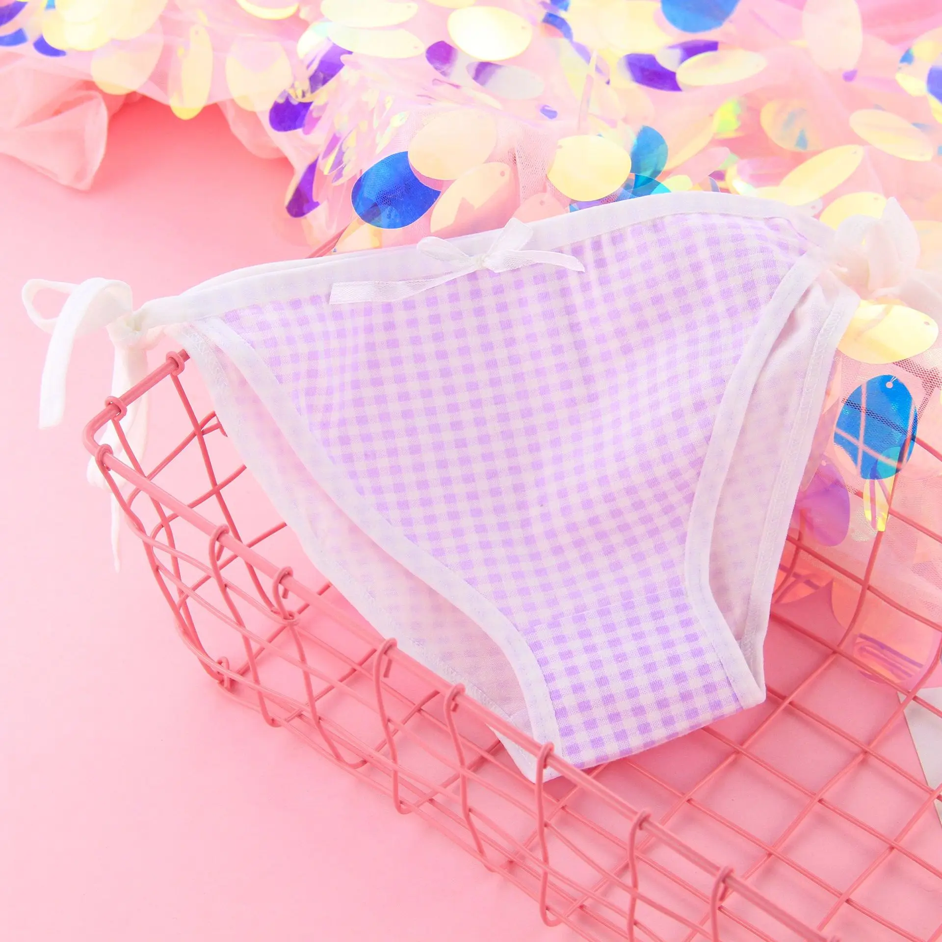 Первая шапка в сине белую полоску Second yuan Бандажное нижнее белье из чистого хлопка