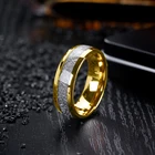 Модное мужское Золотое кольцо 8 мм из нержавеющей стали, винтажное серебристое ювелирное изделие с инкрустацией метеоритами, мужское кольцо обещаний для мужчин, обручальное кольцо